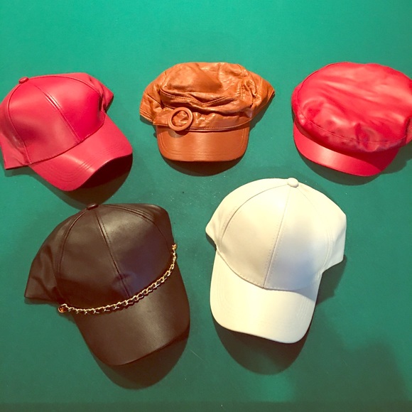3 Leatherette Red Cap, Gray, & Brown $20/ea❤️🔥 - Picture 1 of 3